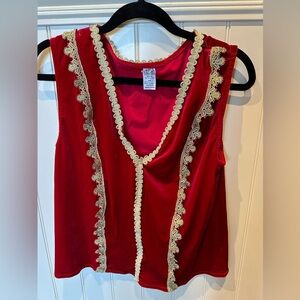 A WISH COME TRUE Size Medium Adult Red Vest with Gold Trim Dance Costume